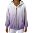thumbnail image 3 of ZUKMRJPC Women's Zip Up Hoodie Long Sleeve Gradient Color Knitted Cotton Outwear Fall Winter Lightweight Hooded Sweatshirt with Pockets, 3 of 7