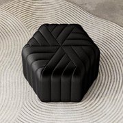 homary 18.5 Hexagonal Pouf Ottoman Upholstered, Velvet Footrest Rest Stools Modern Sofa Footrest Entryway Shoe Changing Stool, Low Coffee Table Footstool for Living Room/Bedroom/Entrway-Black