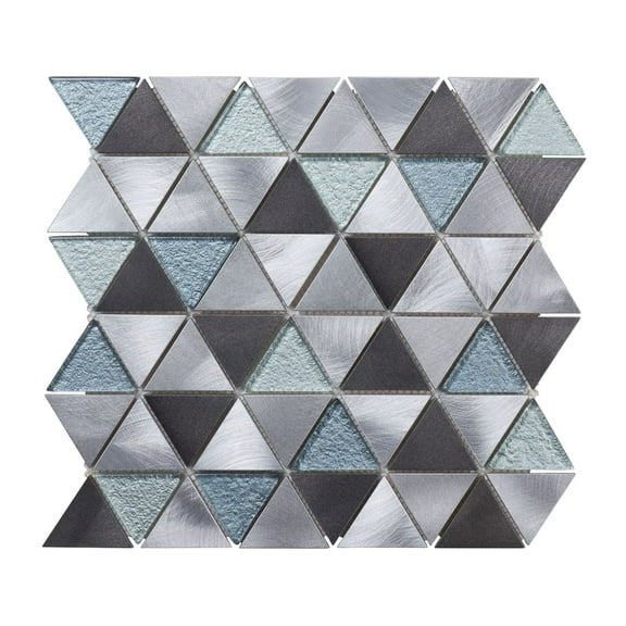 Modket Black Gray Triangle Pattern Aluminum Crystal Glass Modern Mosaic Tile Backsplash