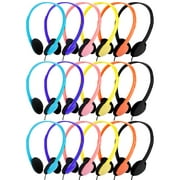 QWERDF 24 Packs Headphones Bulk Classrooms Students Wired Earphones for School Durable Individually Wrapped in 6 Colors