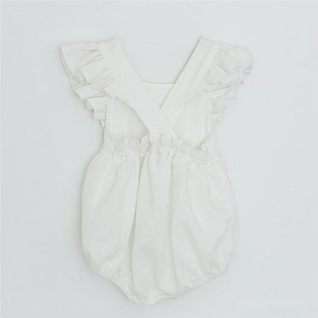 

DanceeMangoos Newborn Baby Romper Summer Ruffles Linen Cotton Baby Girl Clothes Infant Baby Girl Jumpsuit 0-2Y Baby Girl Clothing