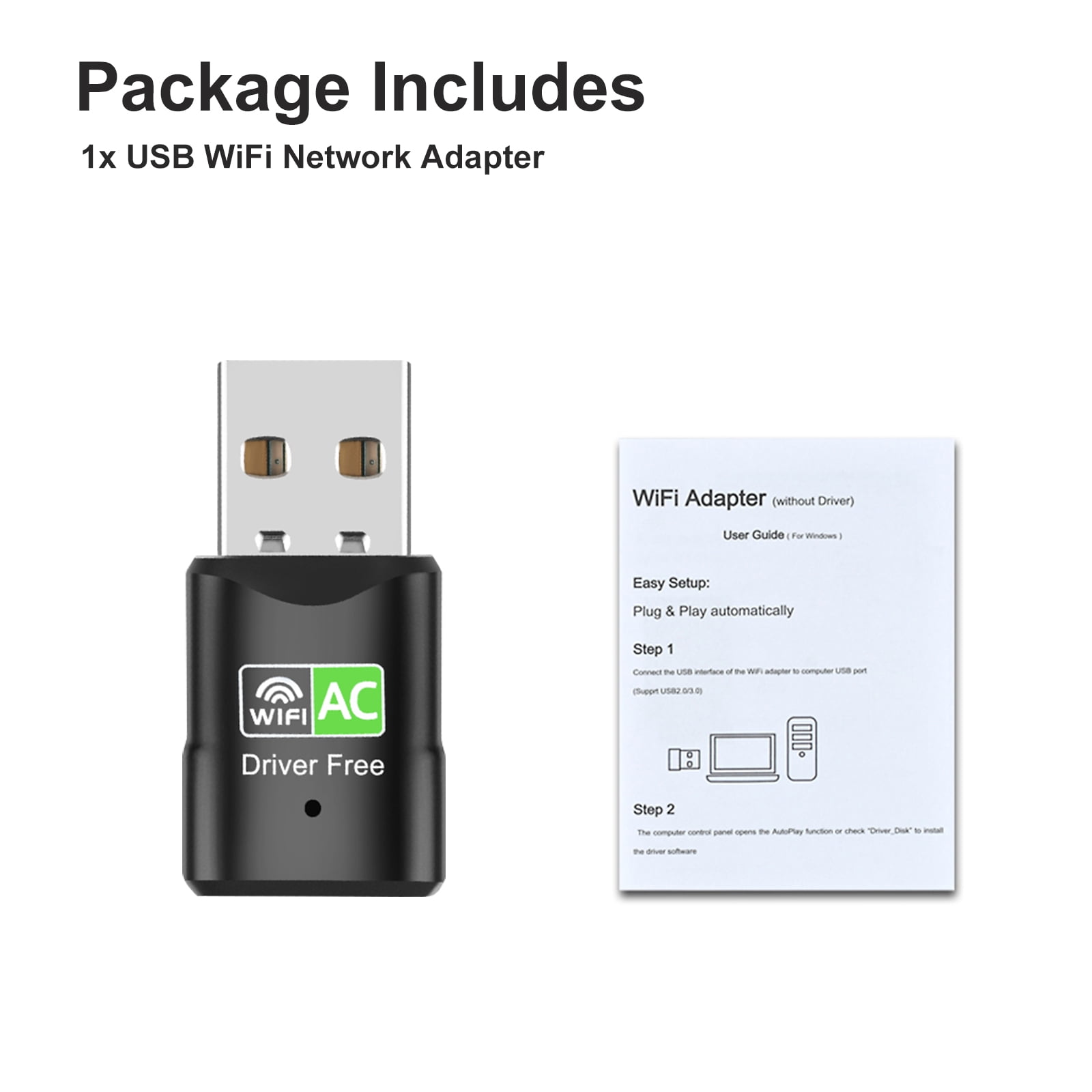 heldig skammel Delegation USB WiFi Adapter for Desktop, TSV 600Mbps Dual Band 2.4/5GHz Network Adapter  WiFi Dongle for PC Laptop, Compatible with Windows Vista/XP/7/8.1/10, Mac  OS, Linux - Walmart.com