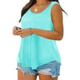 thumbnail image 2 of Plus Size Women Solid Color Sleeveless Casual Tank Tops Crew Neck Simple Camisole 5XL, 2 of 4