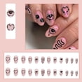 thumbnail image 2 of Uñas postizas con punta de prensa corta, uñas postizas de almendra de cobertura completa con diseño de purpurina, uñas brillantes para mujeres y niñas, 24 piezas, 2 of 5