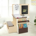 thumbnail image 3 of Topbuy Kids Art Easel & Table & Bench Set Multifunctional Art Center Desk with Ample Storage Adjustable Double-Sided Easel Replaceable Paper Roll Coffee, 3 of 9