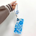 thumbnail image 4 of Compatible for iPhone 11 Pro Max Case Clear Floral Bear Camera Lens with Flower Beaded Lanyard Wrist Strap for Women Girls, Soft TPU Shockproof Protective Cover-Blue, 4 of 13