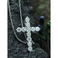 thumbnail image 2 of 18K White Gold Over Sterling Silver Lab Created Moissanite Diamond Cross Pendant Necklace for Women, with 11 Pieces of 3mm VVS1, D moissanites,Small and Exquisite Necklace,18" Chain, 2 of 5