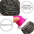 thumbnail image 3 of Stainless Steel Scrubbers With Handle, Reusable Dishwasher Cleaning Brush For Dishwasher (Blue+Green+Red), 3 of 4