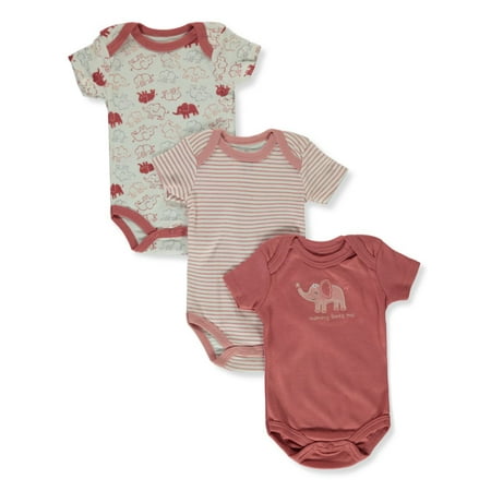 

Duck Duck Goose Baby Girls 3-Pack Elephant Bodysuits - rose 6 - 9 months (Newborn)