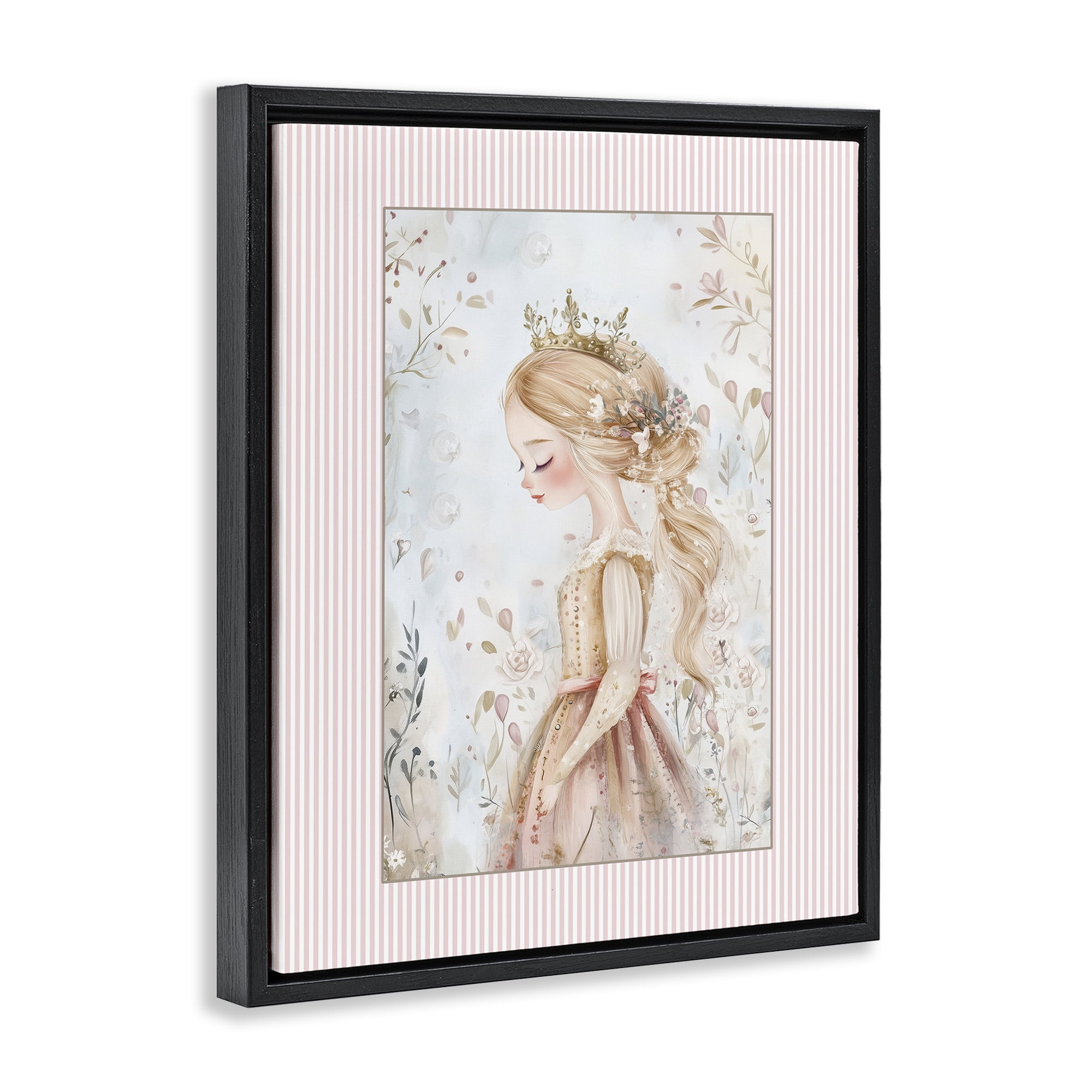 Stupell Industries Enchanted Dreams Princess Black Framed Floater Canvas Wall Art, design by Christine Simpson Art