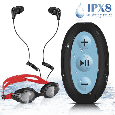AGPTEK 8GB Waterproof MP3 Player with Shuffle, Underwater Headphones for Swimming,