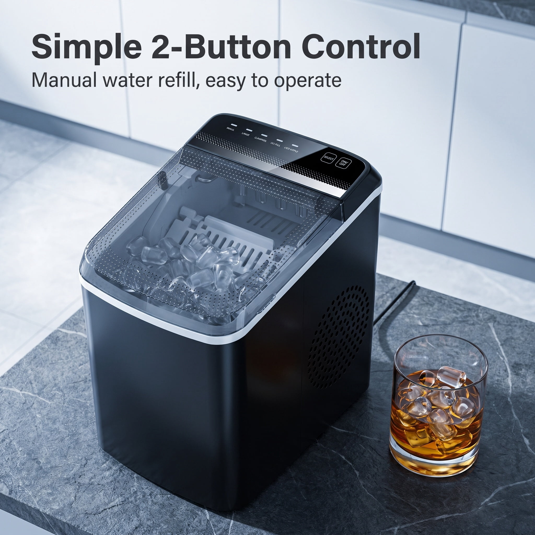 Countertop 9-Bullet Ice Maker, 33lbs/24h Portable Ice Cube Machine, 9 Ice Cubes Ready in 6-13 Mins for Home, Bar and Outdoor Recreation