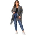 thumbnail image 3 of DARING DIVA Plus Size Long Sleeve Open Front Knit Stripe Cardigan 3X Blue, 3 of 6