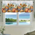 thumbnail image 3 of Orange Pumpkin Fall Farmhouse Short Window Curtain Valances, Sunflower Thanksgiving Botanical Rod Pocket Kitchen Valances for Living Room Bedroom Bathroom Cafe 42" x 18", 3 of 8