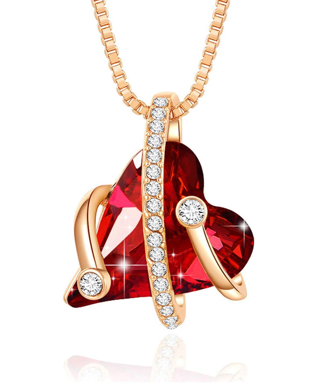FASLMH Necklace with Love Heart Pendant, 18K Rose Gold Plated Crystals, Crystal Jewelry Gifts, for Women, Mixed Color