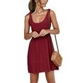 thumbnail image 4 of Women Summer Dress Sexy Scoop Neck Tie Shoulder Strap A-Line Skater Swing Mini Dress Sleeveless, 4 of 5