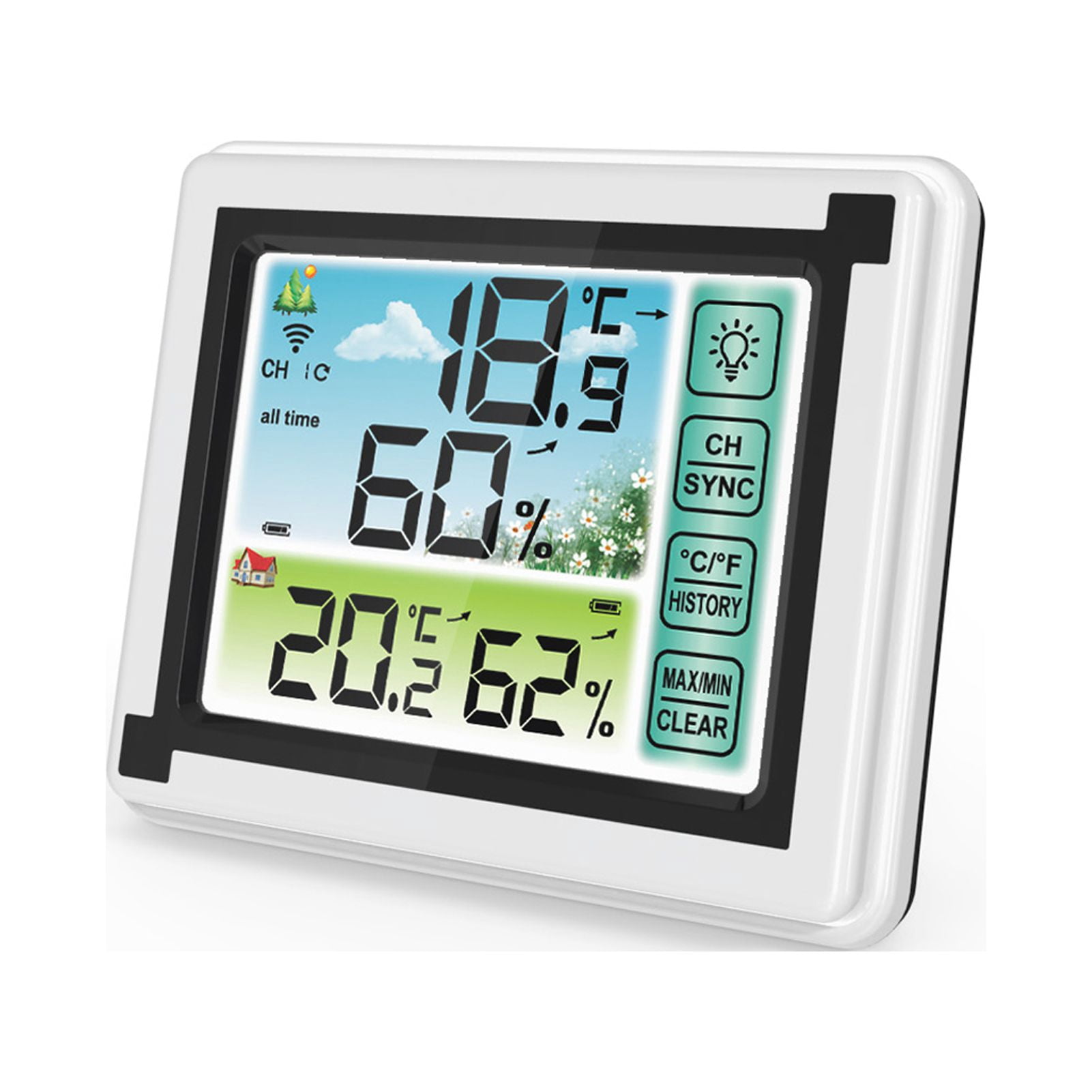 Thermohygrometer,Indoor Temperature And Office Baby Room Weather Station Indoor And With Thermometer Temperature With Lcd Min/max Room Clock With Dsfen Xibany