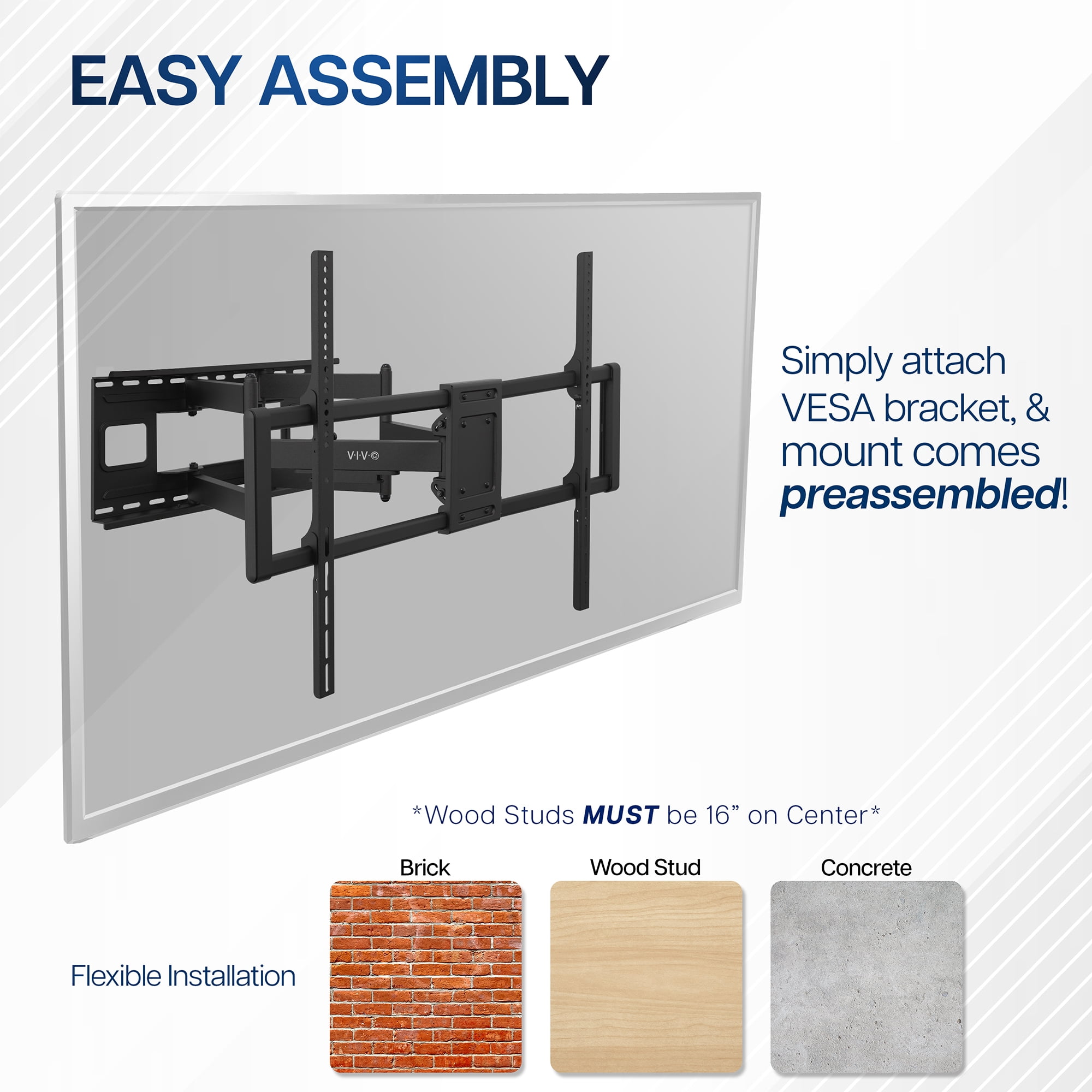 VIVO Heavy Duty Full Motion 60" to 120" Large Screen TV Wall Mount