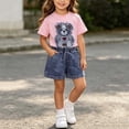 thumbnail image 3 of Mitankcoo Summer Outfit Sets for Toddler Girls Print Short Sleeve Tops & Jean Shorts 2 Piece Daily Casual 0-6Y, 3 of 6
