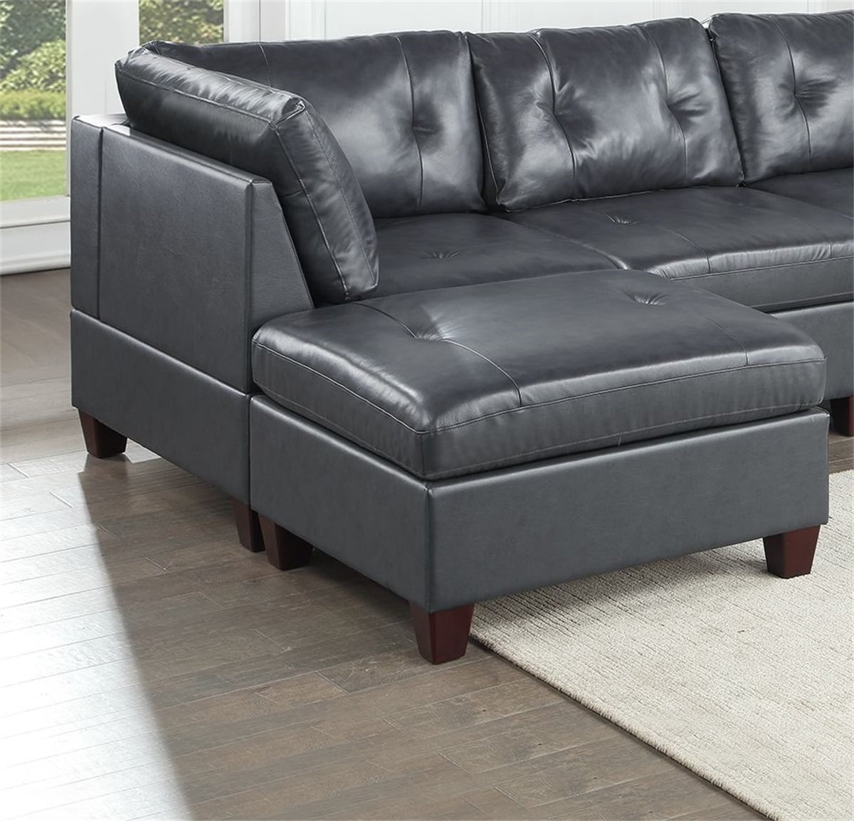 4087 Modern Leather Sectional Sofa With Recliners | Cabinets Matttroy