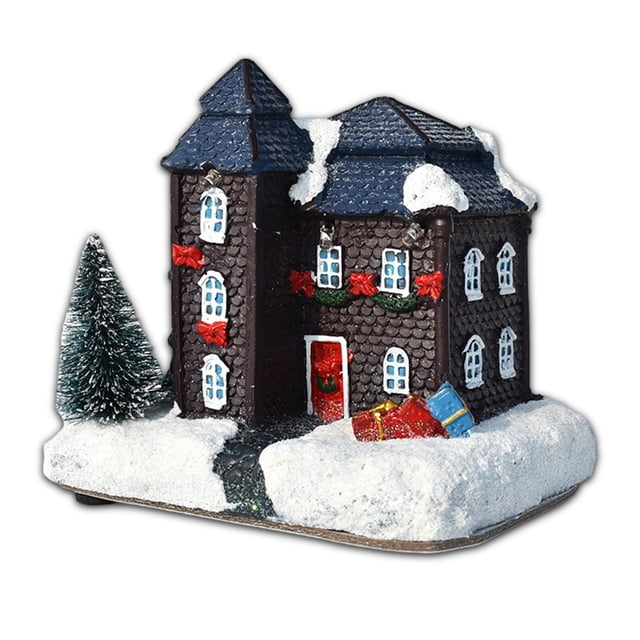 Matsuzay Adorno de casa de luz de Navidad 2021 Año Nuevo Navidad resina casa de nieve decoración brillante decoración de iluminación alimentada por Kits de decoración para fiestas No.01 Matsuzay HA008049-01B