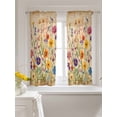 thumbnail image 3 of Vintage Spring Floral Curtains 45 Inch Length,Sheer Curtains for Bedroom Living Room Window Summer Botanical Pastoral Flowers Rod Pocket Drapes Kitchen Curtains Small Half Window 52"x45" 2 Panels, 3 of 7