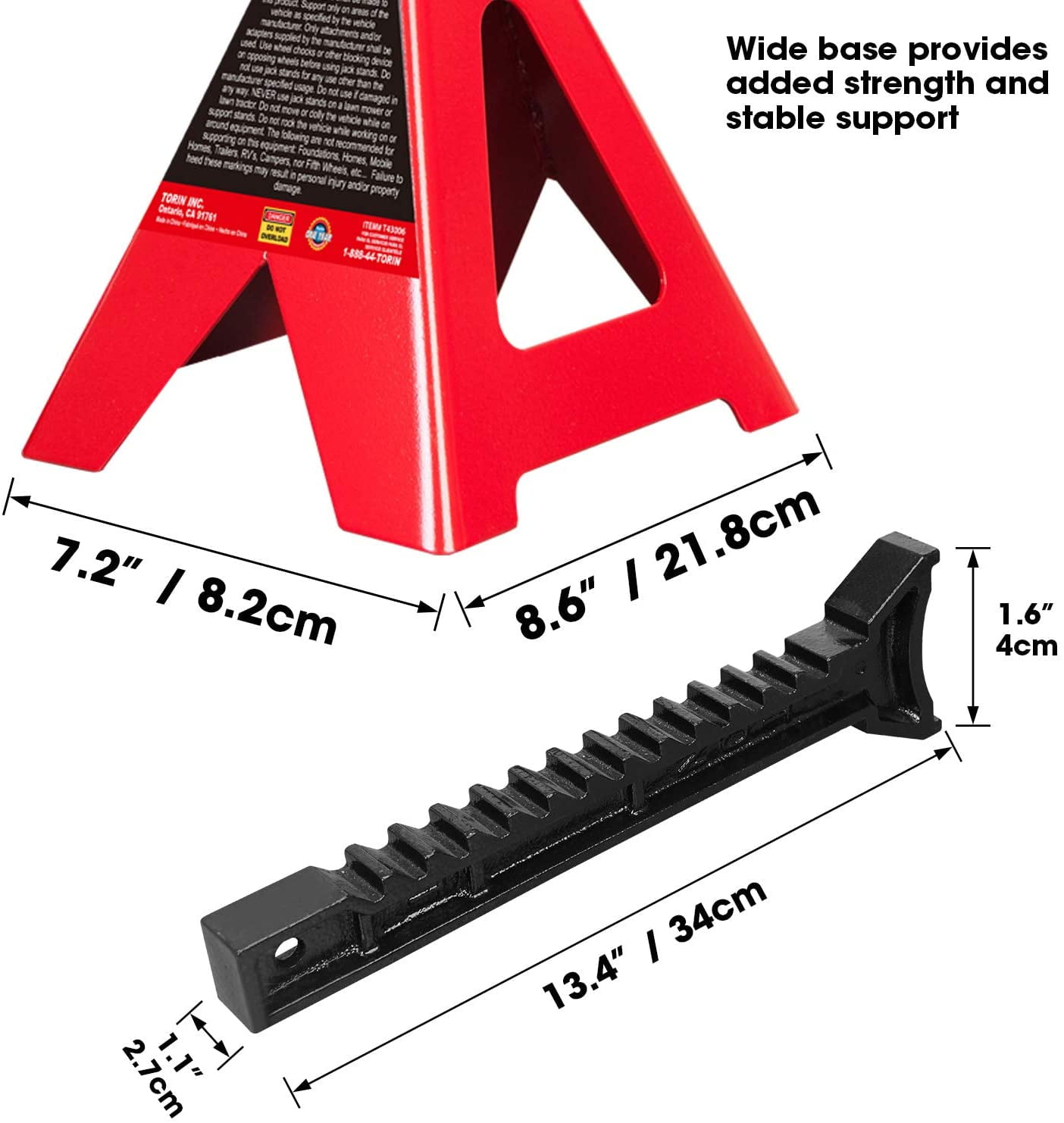 Big Red Steel Jack Stands 3 Ton Car Jack Stand for Extended Height Trucks,Suv,Red,1 Pair,W4306