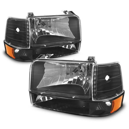 Ford Bronco Headlamp Headlight - Fit 1992-1996 Ford Bronco F150 F250 F350 Corner Bumper Head Lights