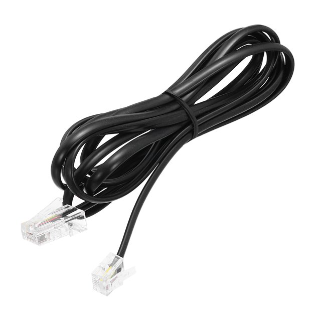 Uxcell 3 Pack Adaptador Convertidor de Cable RJ45 8P4C a RJ11 6P4C, Adaptador RJ45 a RJ11 para Auricular Telefónico para Hogar, Oficina, 6.6ft, Negro