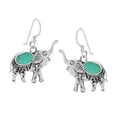 thumbnail image 4 of AeraVida Majestic Thai Elephant Green Turquoise Inlays .925 Sterling Silver Earrings, 4 of 5