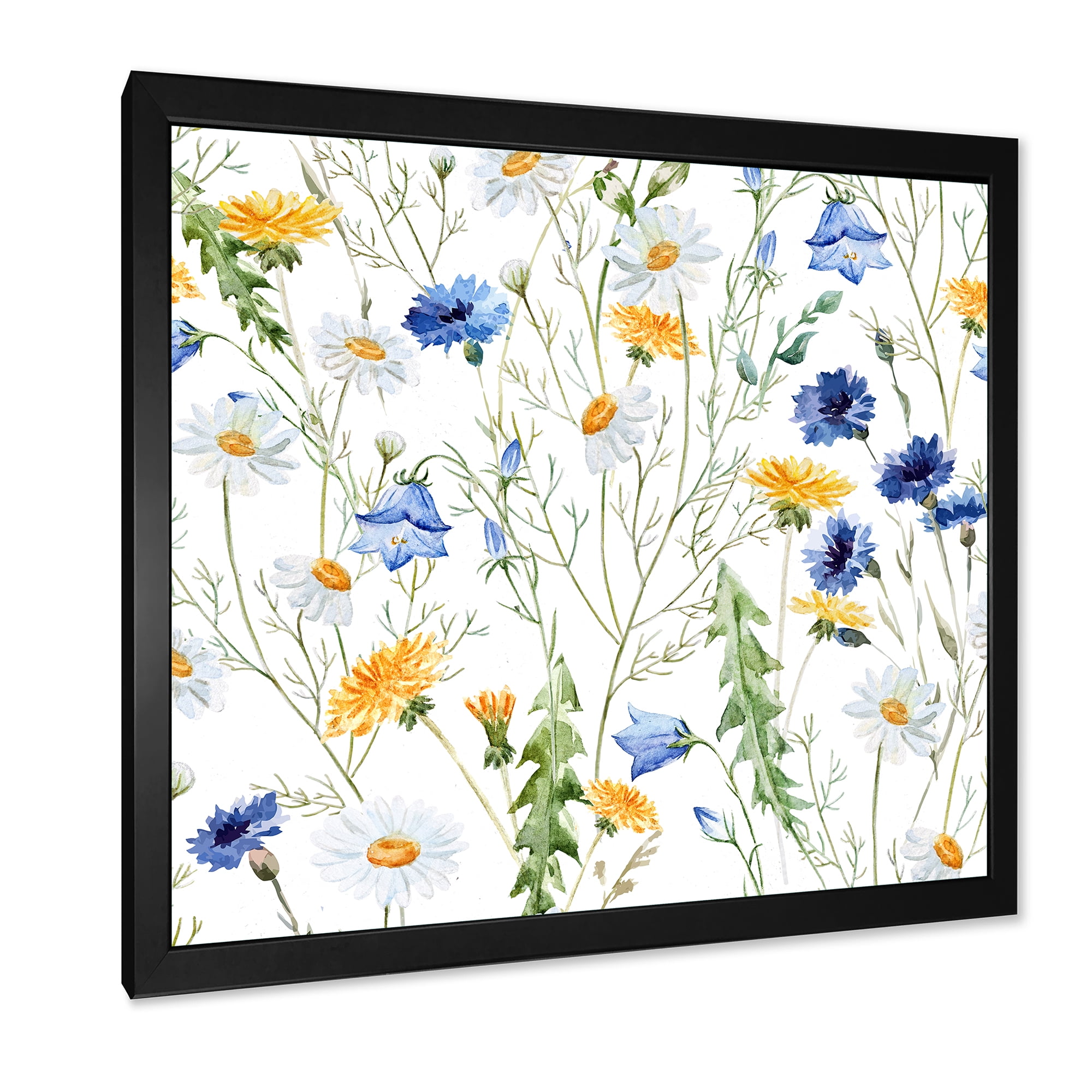 Designart 'Wildflowers Clover Bell and Chamomile II' Traditional Framed Art Print