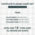 thumbnail image 4 of Sleepdown 100% Cotton Flannel Sheets Twin Size Bed Sheets Set with Deep Pockets, Brushed Flannel with Elastic Fitted Sheet Set, Soft & Cozy Sheets - 3 Piece Bedding and Pillowcase set - Ecru Checks, 4 of 6