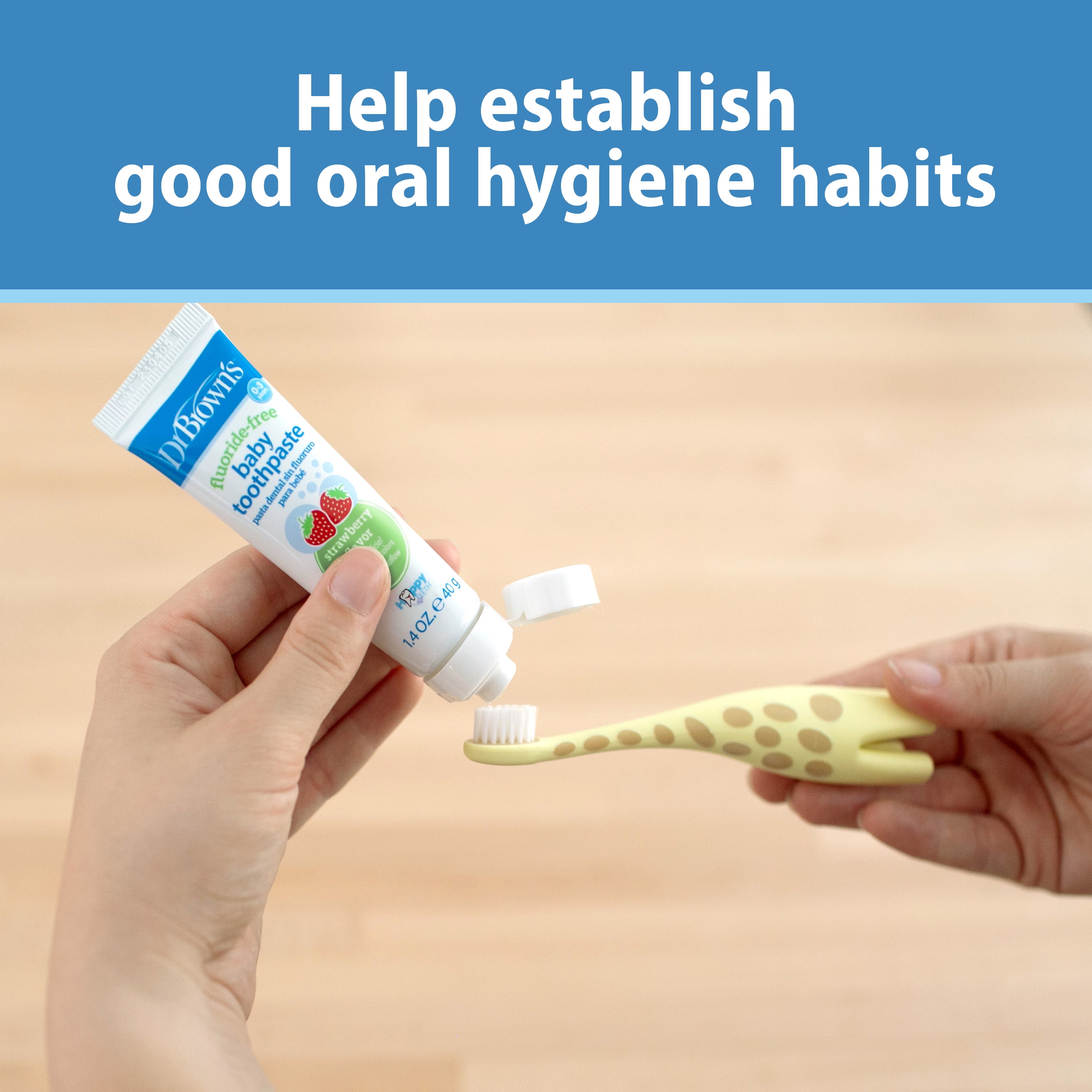Dr. Brown's Infant-to-Toddler Training Toothbrush, Soft for Baby's First Teeth, Giraffe, 0-3 Years