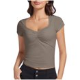 thumbnail image 2 of mfyjkho Tops Elegantes Para Mujer, Blusa Informal De Manga Corta Con Capucha Para Mujer, Color Liso, Talla Grande, Para Verano Tops Para Hacer Ejercicio S, 2 of 4