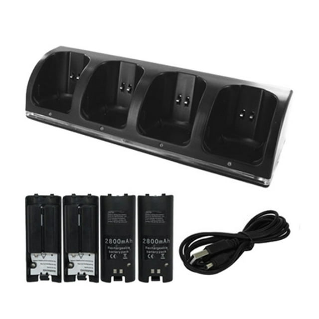 TFixol 4Pcs 2800mAh Rechargeable Cells and Wii Cell Charge Dock Stand for Wii Remote Switch Accessory