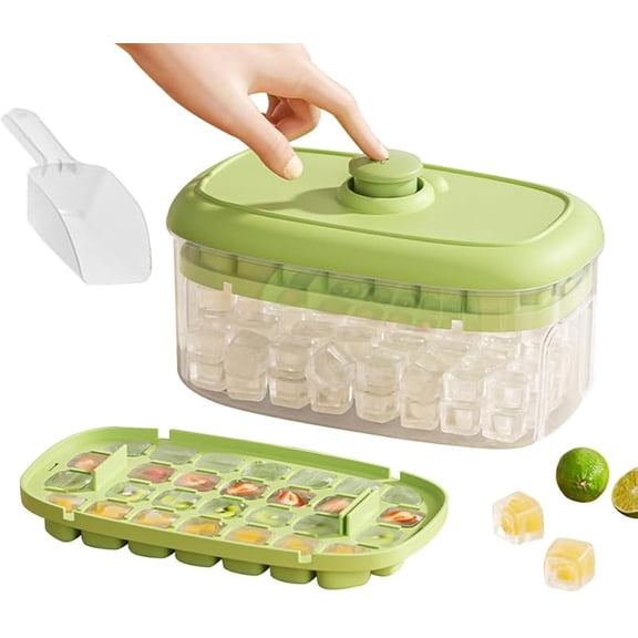 Ice Cube Tray with Lid and Bin,Mini Ice Cube Mold with 56 Cubes,Easy Release Stackble Ice Trays for Freezer,Silicone Ice Maker Mould for Cocktail,Whiskey,Drinks,Tea,Coffee