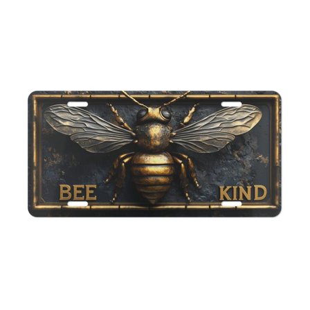 Honey Bee Front License Plate, Personal Auto Decoration, Cute Car Accessory for Decorating Vehicle, Bee Lover's Gift