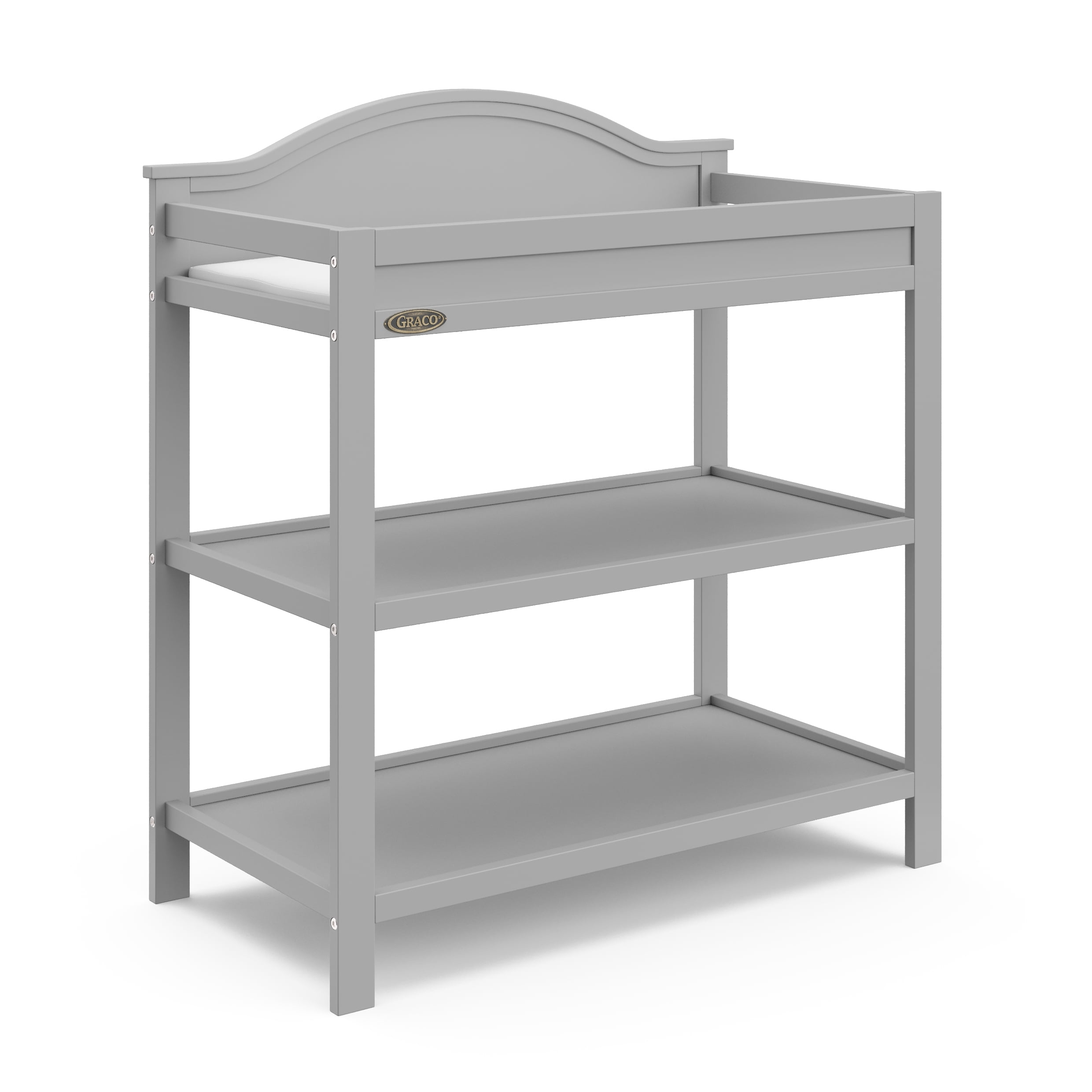 Gray Pine Wood Changing Table W/ 2-Open Shelves Nursery Room Storage Organizer 