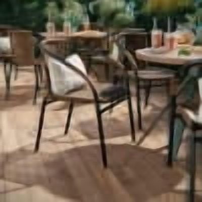 BizChair Lila Indoor/Outdoor Stacking Rattan Patio Chairs, Set of 2, Dark Brown