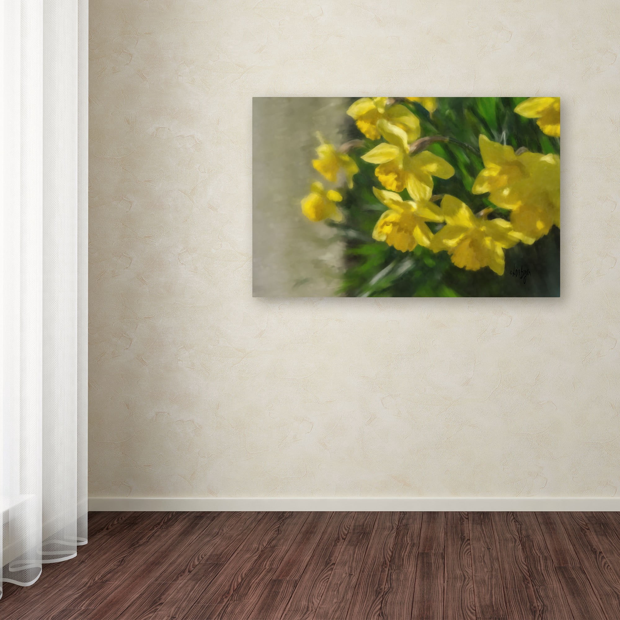 Trademark Fine Art "Daffodils Peeking" Canvas Art by Lois Bryan