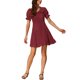 thumbnail image 2 of INSPIRE CHIC Vestido Mini de Cuadros Gingham con Cuello Peter Pan Rizado de los Años 60 XL Rojo Negro, 2 of 5
