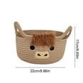 thumbnail image 2 of Cute Cow Shaped Cotton Rope Basket, Round Woven Nursery Storage Bin, Ears Handle Blanket Towel Organizer, Small Soft Shower Gift Basket for Home Decor and Nursery Styling, 8.6*6.6in, Khaki, 2 of 6
