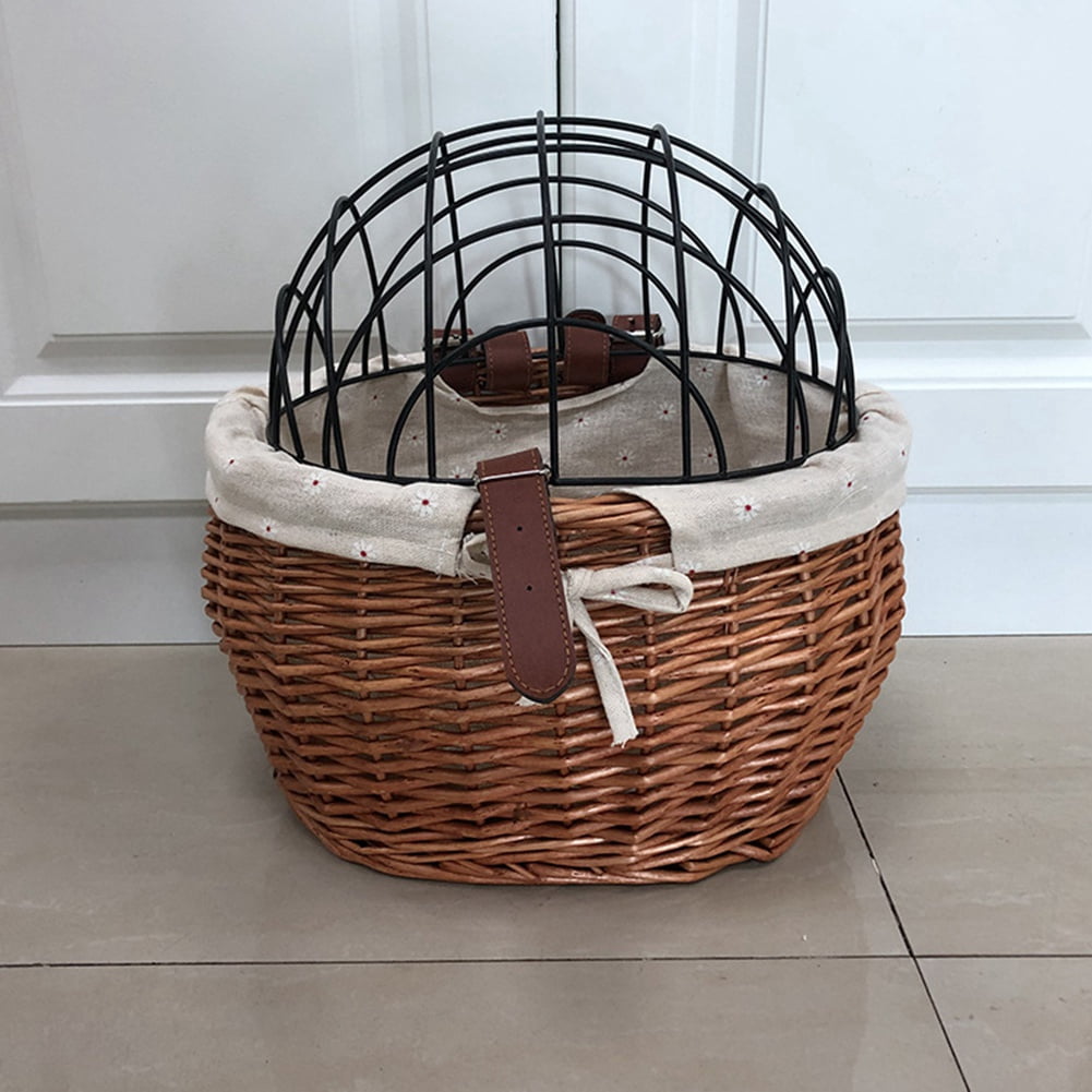 Cat Dog Bicycle Front Handlebar Basket Pets Handwoven Wicker Road Bike Basket Pet Cat