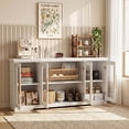 thumbnail image 5 of LAUSAINT HOME 66'' Large Sideboard Buffet Cabinet with Storage, Kitchen Storage with Glass Doors & Adjustable Shelves, Accent Farmhouse Wood Coffee Bar Table for Kitchen, Living Room, 5 of 9