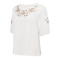 thumbnail image 5 of TRUBKH Embroidered Tops for Women Boho Peasant Shirts Button Down Floral Shirts Bohemian Clothes Flowy Tunics Blouses Boho Tops for Women Breathable Embroidered Short Sleeve V Neck Shirts White 2XL, 5 of 9