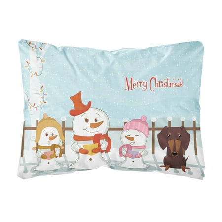 Ls Land Merry Christmas Merry Christmas Carolers Dachshund Chocolate Canvas Fabric Decorative Pillow ()