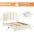 thumbnail image 3 of LAFGUR Queen Size Upholstered LED Bed Frame with 2 Storage Drawer and Adjustable Wavy Headboard,Velvet Princess Platform Bed with Charing Station,Beige, 3 of 9
