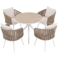 thumbnail image 3 of JOIVI Outdoor 5 Piece Patio Dining Set, Round Dining Table Set with Acacia Wood Top and 4 Woven Rope Chairs, Outdoor Dining Set for Garden, Backyard, Porch, 3 of 7