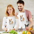 thumbnail image 3 of Cartoon Corgi Dog and Footprints Apron-Garden Aprons for Women with Pockets-Cotton Linen Waterproof Kitchen Cooking Gardening Aprons Adjustable for Kitchen,Cooking,BBQ and Salon 33x27 Inch, 3 of 7