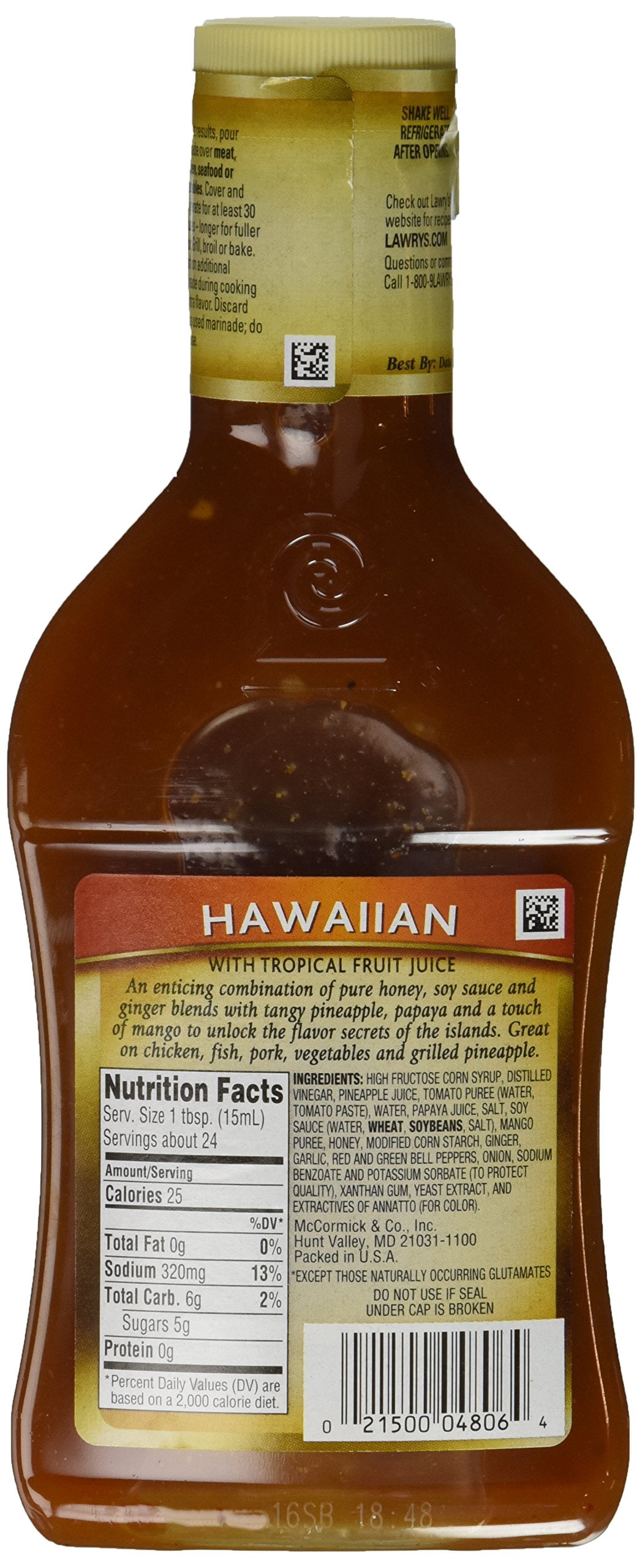 Lawry's, Hawaiian with Tropical ZS23 Fruit Juices Marinade, 12oz Bottle (Pack of 3)